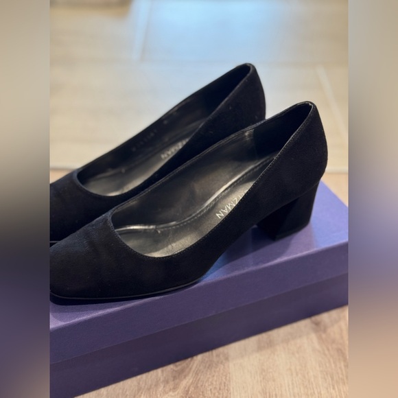 Stuart Weitzman Black Block Heel Pumps - Picture 7 of 8
